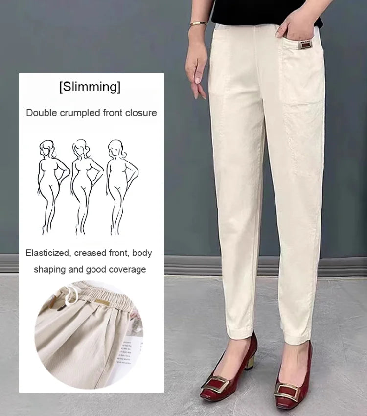 🔥OFFERTA SPECIALE 50% DI SCONTO🔥Pantaloni in cotone con elastico in vita da donna
