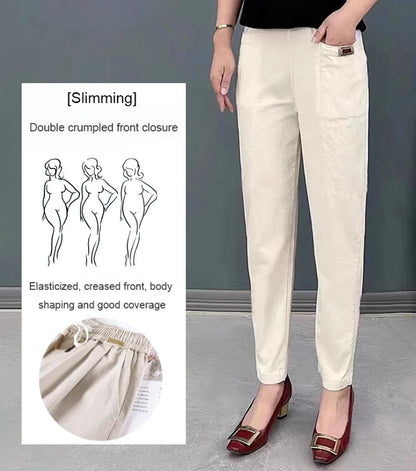 🔥OFFERTA SPECIALE 50% DI SCONTO🔥Pantaloni in cotone con elastico in vita da donna