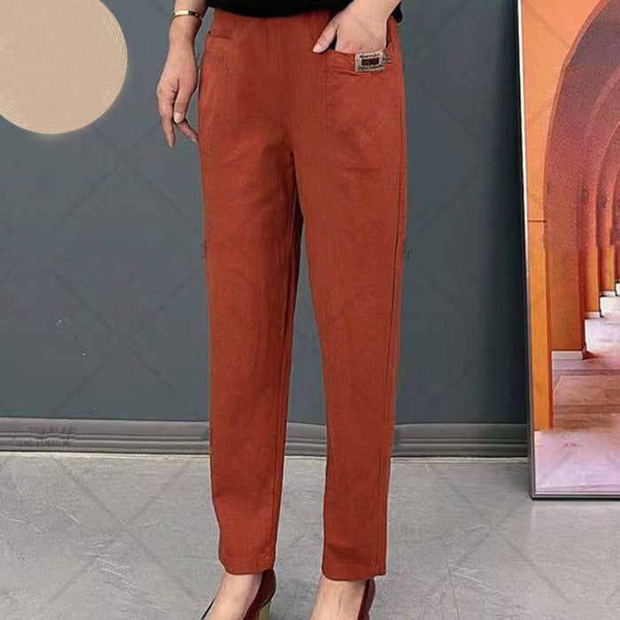 🔥OFFERTA SPECIALE 50% DI SCONTO🔥Pantaloni in cotone con elastico in vita da donna