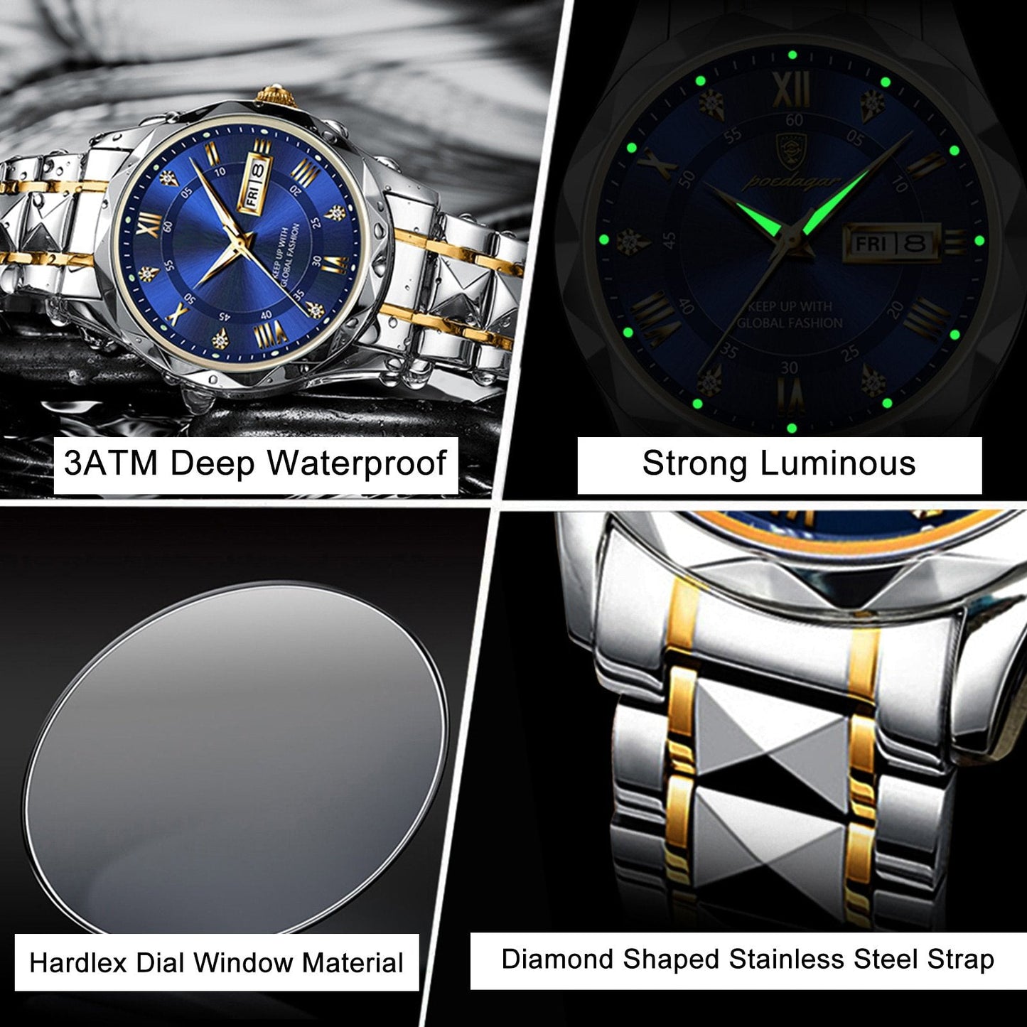 ⌚🎁Ideales Geschenk - Wasserdichte Luxusuhr für Männer mit Leuchtmasse💯🌹