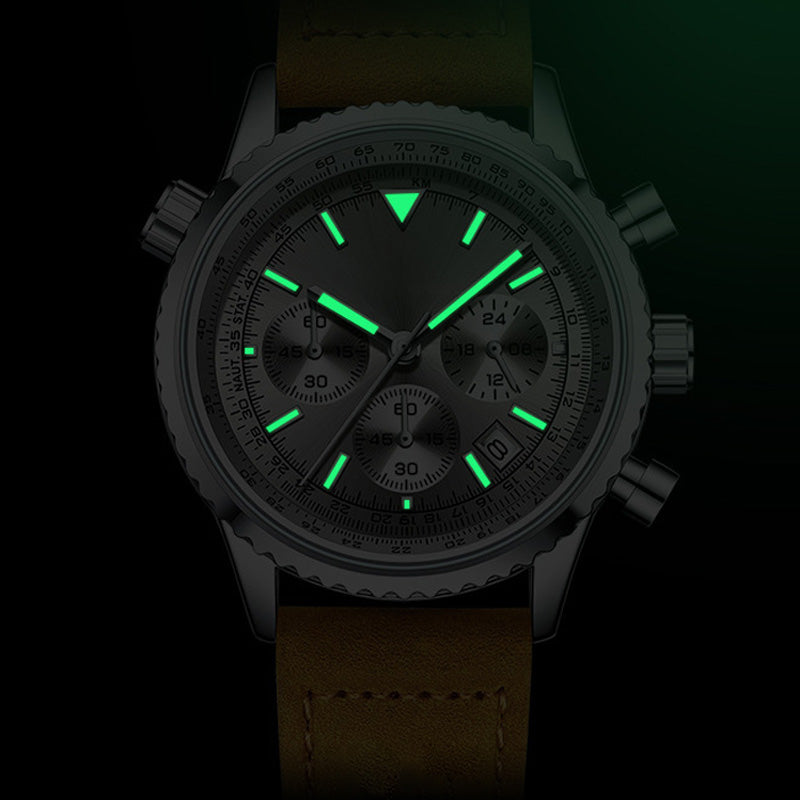 Cronografo multifunzione orologio in quarzo analogico impermeabile con visualizzazione della data