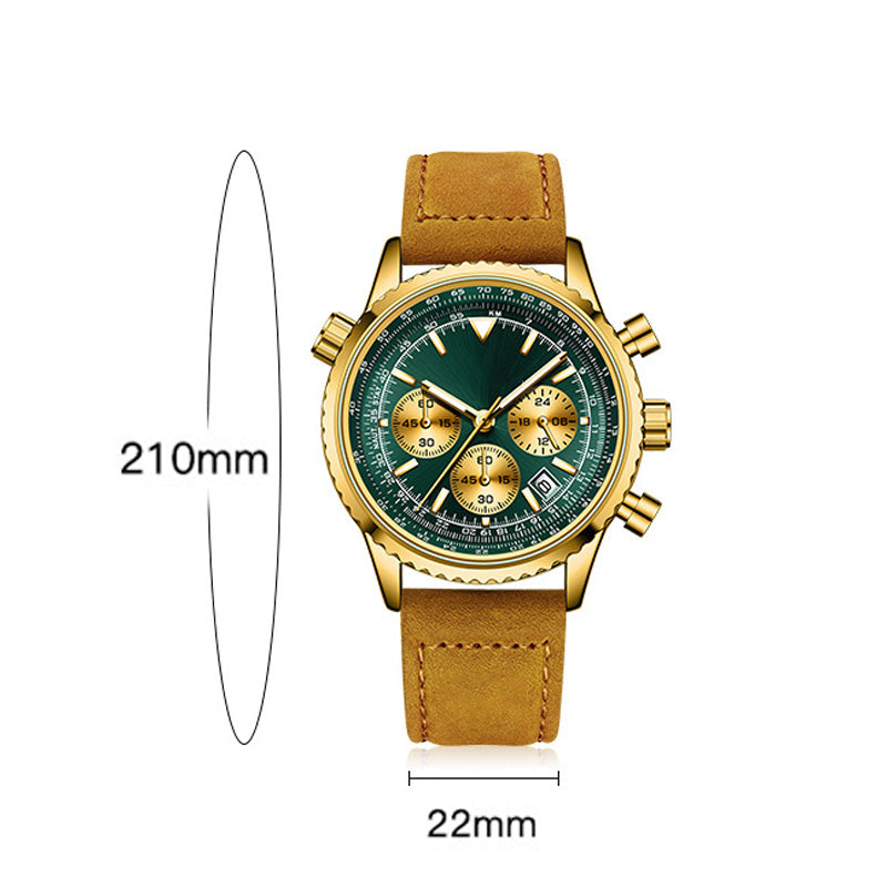 Cronografo multifunzione orologio in quarzo analogico impermeabile con visualizzazione della data