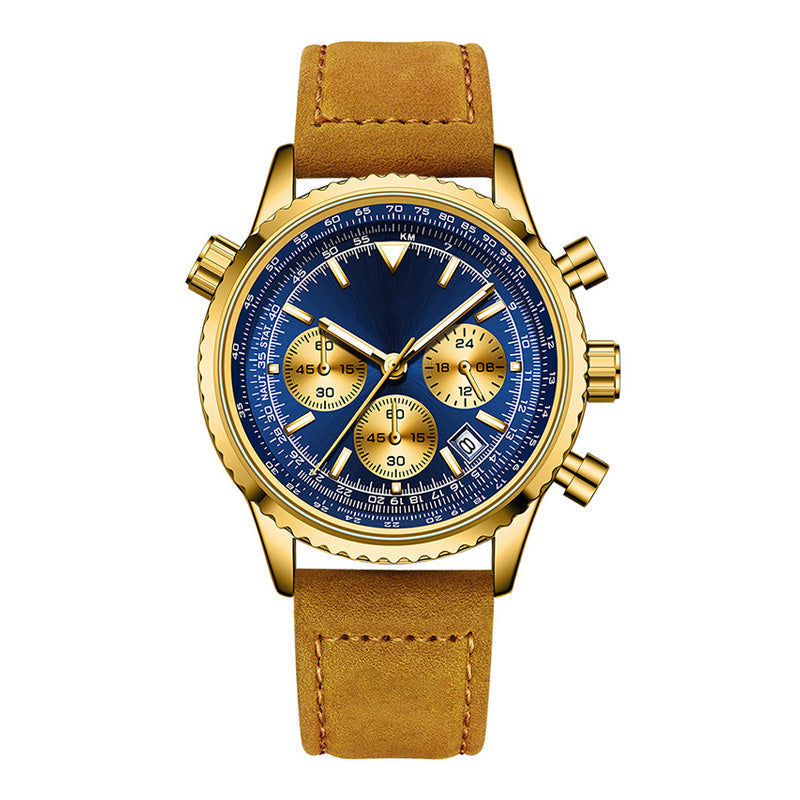 Cronografo multifunzione orologio in quarzo analogico impermeabile con visualizzazione della data