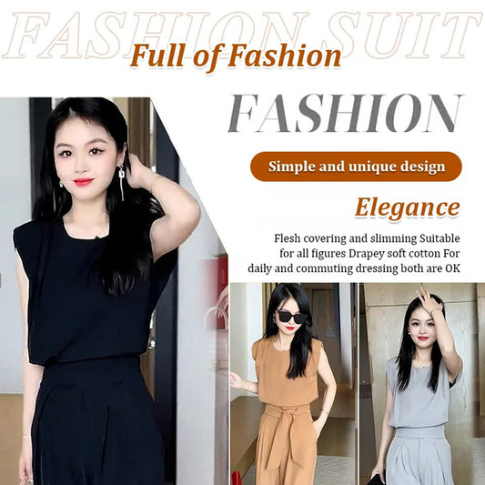 🔥popular product🔥Fashion sleeveless wide leg pants set