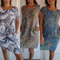 🌷50% DISCOUNT❤️‍🔥Printed round neck cotton and linen dress for women