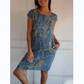 🌷50% DISCOUNT❤️‍🔥Printed round neck cotton and linen dress for women