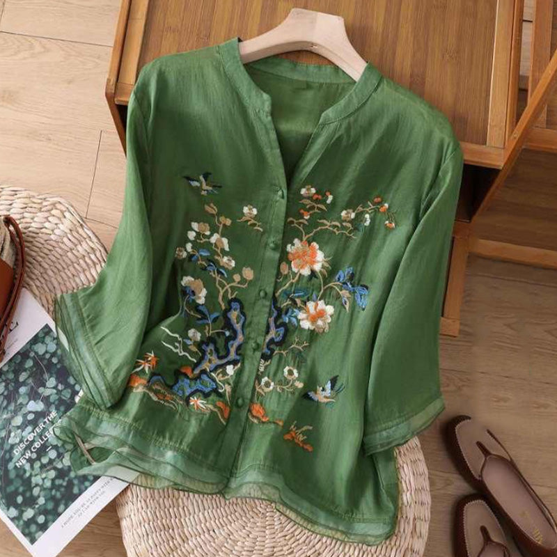 👚Löst sittande broderad topp för kvinnor