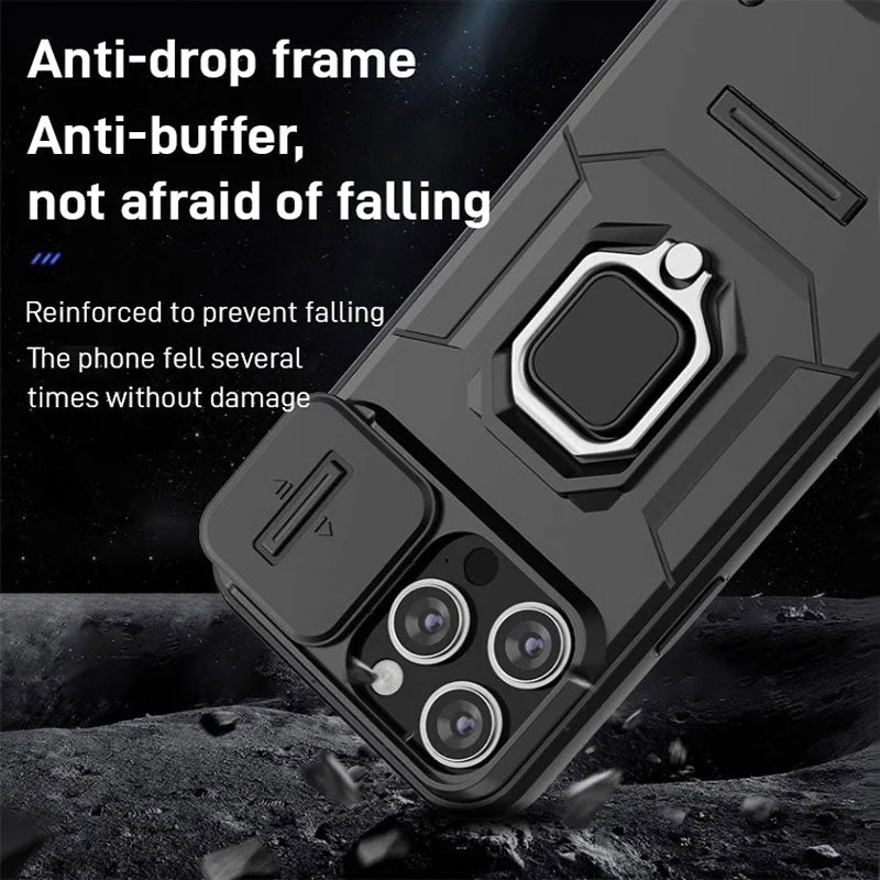 🔥Kampbjørn med kamerabeskyttelse, trykkvindu og fingerring-deksel til iPhone