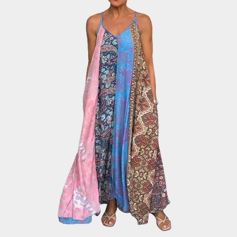 🌈Offerta di primavera - sconto del 49%✨Abito lungo da donna con spalline sottili e stampa, vestibilità comoda