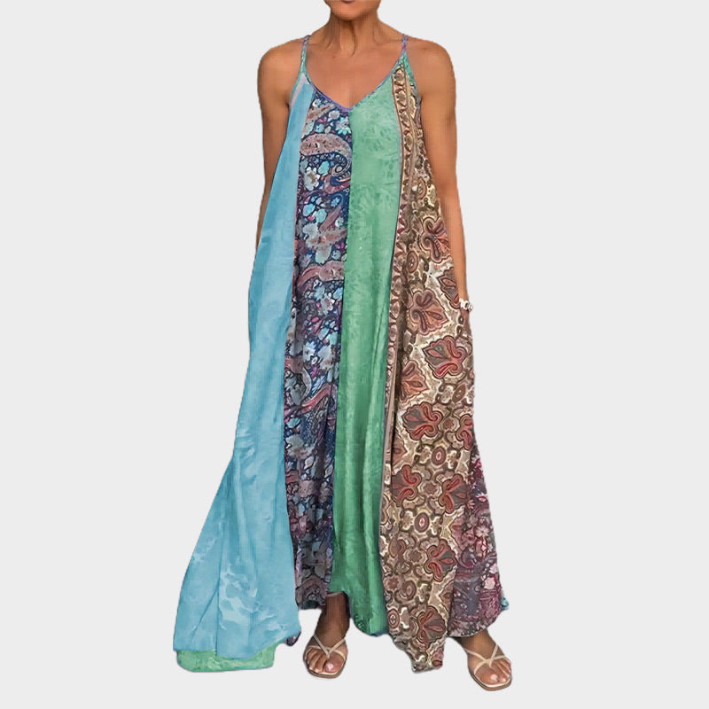 🌈Offerta di primavera - sconto del 49%✨Abito lungo da donna con spalline sottili e stampa, vestibilità comoda