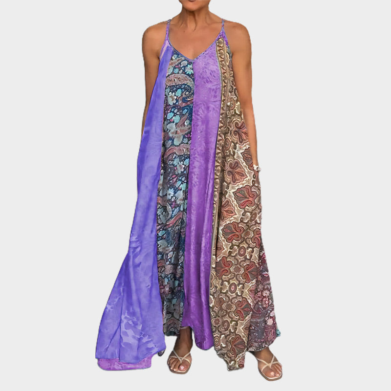 🌈Offerta di primavera - sconto del 49%✨Abito lungo da donna con spalline sottili e stampa, vestibilità comoda