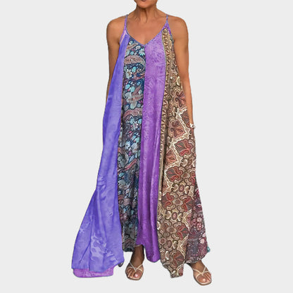 🌈Offerta di primavera - sconto del 49%✨Abito lungo da donna con spalline sottili e stampa, vestibilità comoda