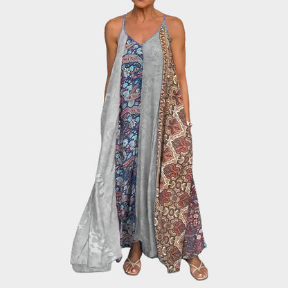 🌈Offerta di primavera - sconto del 49%✨Abito lungo da donna con spalline sottili e stampa, vestibilità comoda