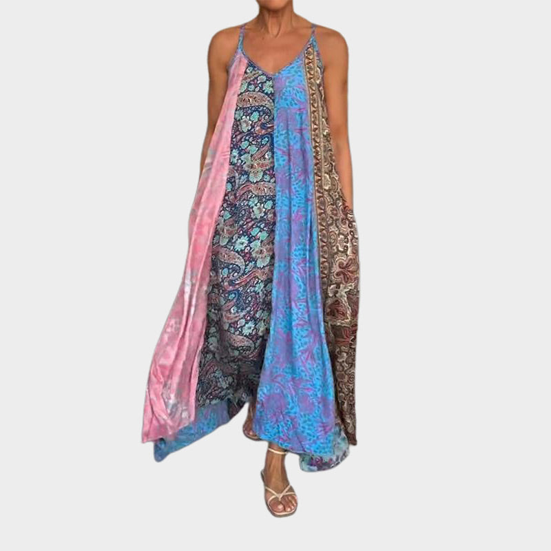 🌈Offerta di primavera - sconto del 49%✨Abito lungo da donna con spalline sottili e stampa, vestibilità comoda