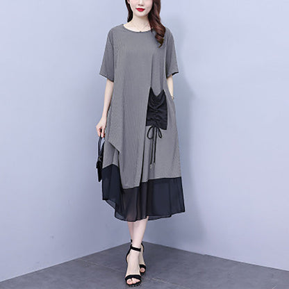Vestido de ocio de mosaico para mujeres con un escote circular