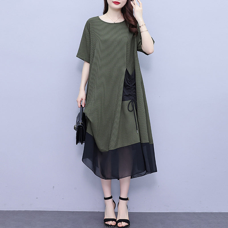 Vestido de ocio de mosaico para mujeres con un escote circular