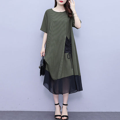 Vestido de ocio de mosaico para mujeres con un escote circular