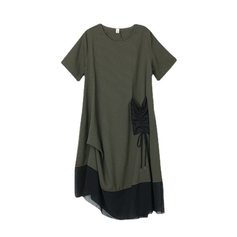 Vestido de ocio de mosaico para mujeres con un escote circular