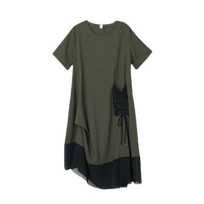 Vestido de ocio de mosaico para mujeres con un escote circular