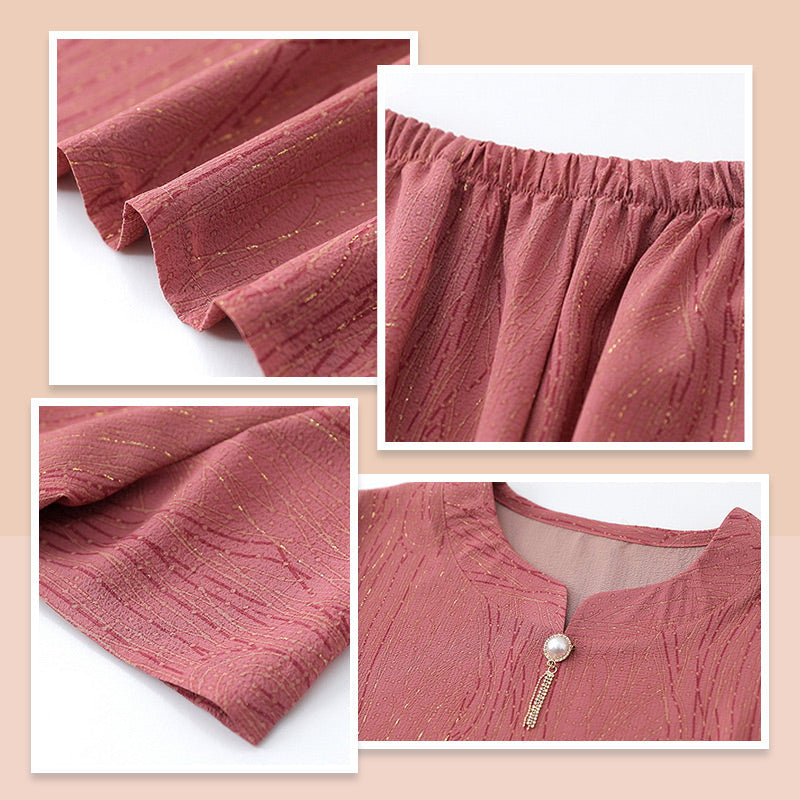 🎁prodotto popolare⏳Top a maniche corte con elastico in vita e pantaloni, set casual da 2 pezzi