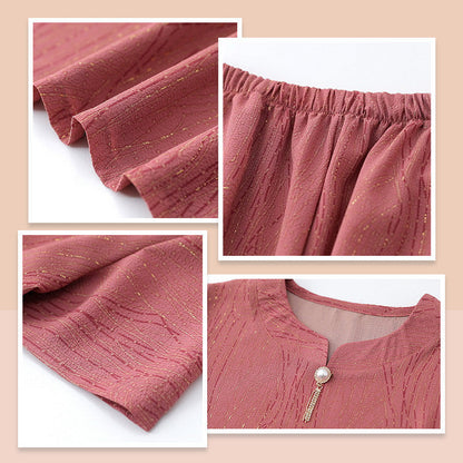 🎁prodotto popolare⏳Top a maniche corte con elastico in vita e pantaloni, set casual da 2 pezzi