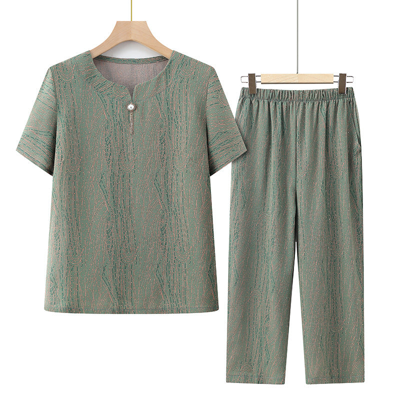 🎁prodotto popolare⏳Top a maniche corte con elastico in vita e pantaloni, set casual da 2 pezzi