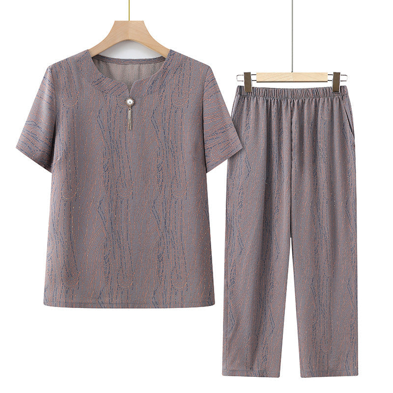 🎁prodotto popolare⏳Top a maniche corte con elastico in vita e pantaloni, set casual da 2 pezzi