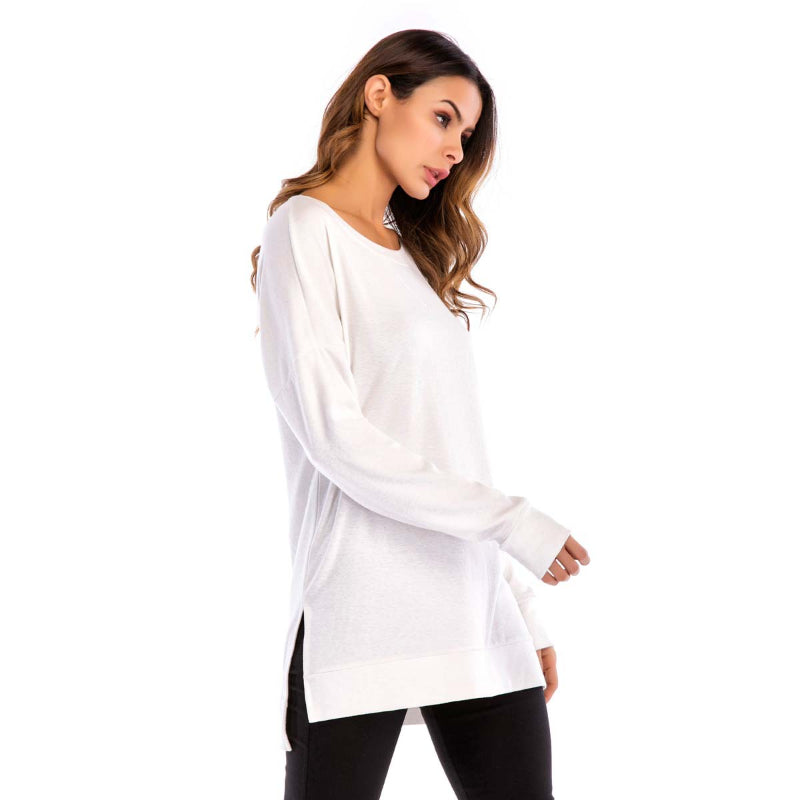 🌸Casual, effen top met ronde hals