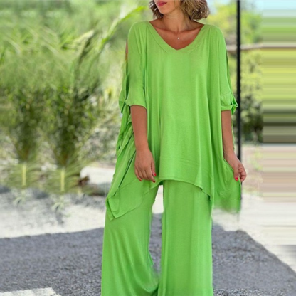 ✈️Spedizione gratuita📦Completo da donna in due pezzi, top casual e ampio e pantaloni larghi