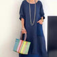 💕Langes Patchwork-Kleid aus Baumwolle und Leinen