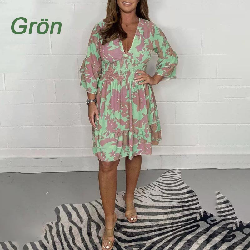 🔥50% de réduction en offre spéciale🔥Robe élégante et décontractée à col en V avec taille élastique pour femme