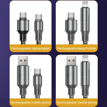 100W snel opladen 4-in-1 kabeltype C tot bliksem