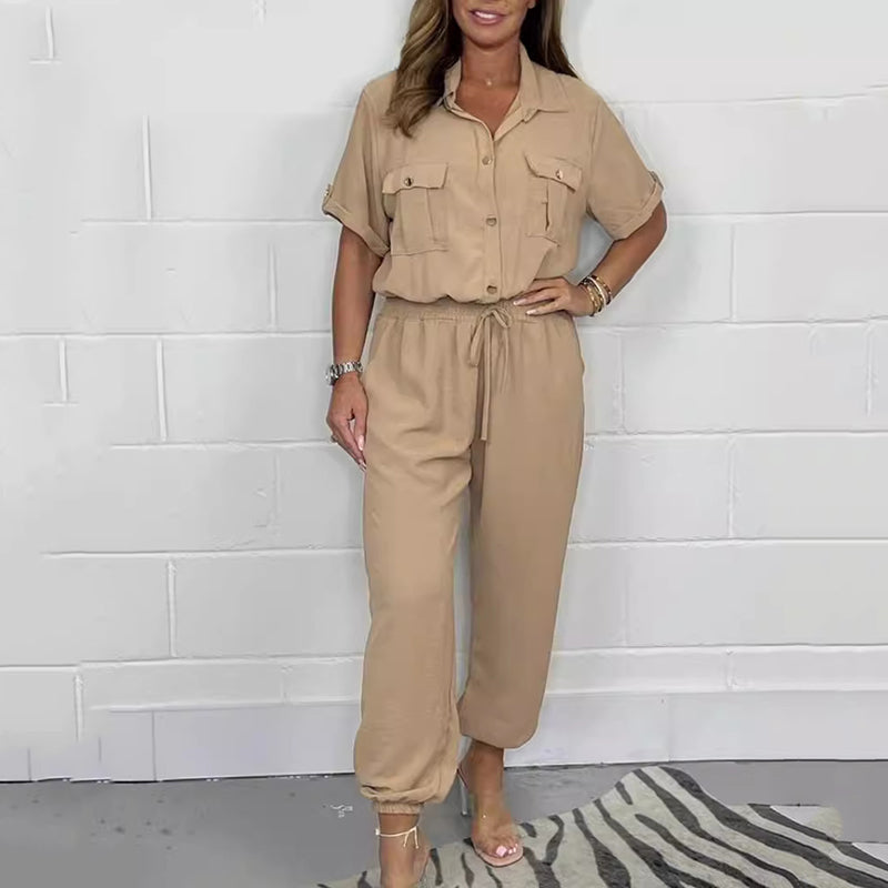 ✈️Gratis verzending📦Utility-jumpsuit met korte mouwen voor dames