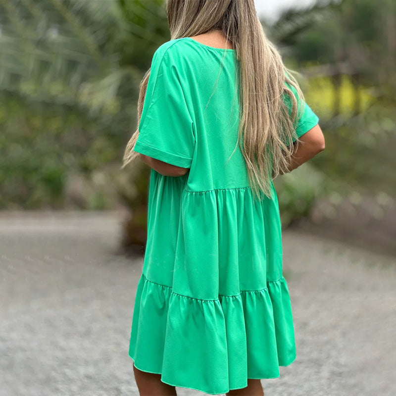 🌷50% de réduction pour une durée limitée🌷Robe à col en V avec ourlet à volants