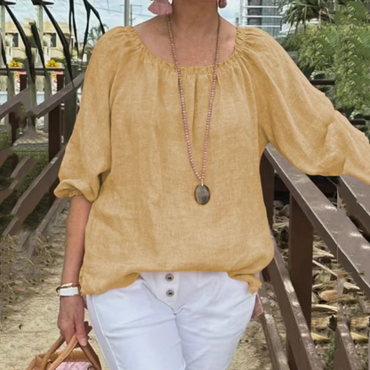 💕Top casual con maniche midi elastiche in taglie forti per donna