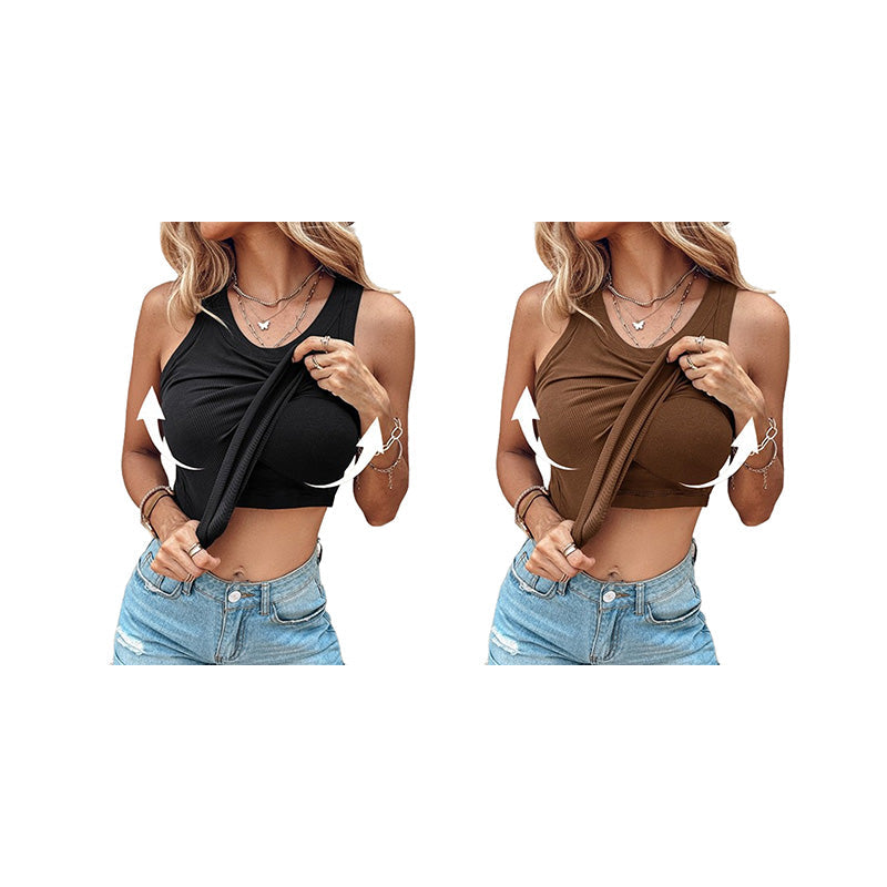 Geripptes Tanktop mit integriertem BH für Frauen