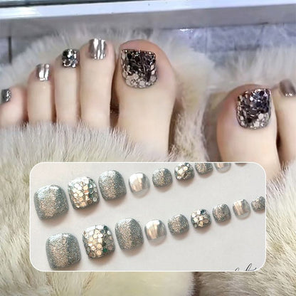 Delicate Kit di unghie false glitter