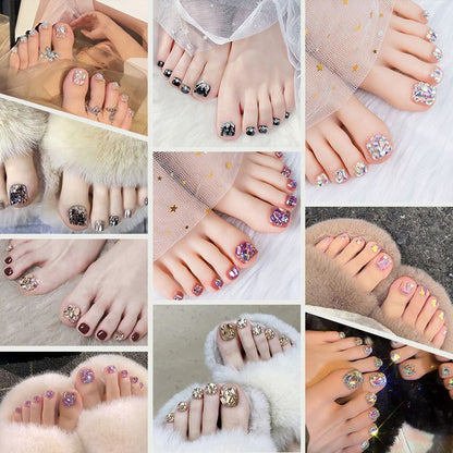 Delicate Kit di unghie false glitter