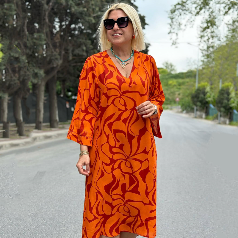 Elegante abito stampato per donne in oversize