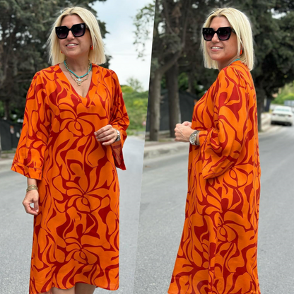 Elegante abito stampato per donne in oversize