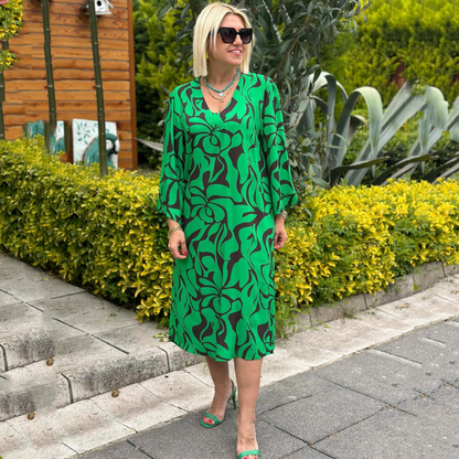 Elegante abito stampato per donne in oversize