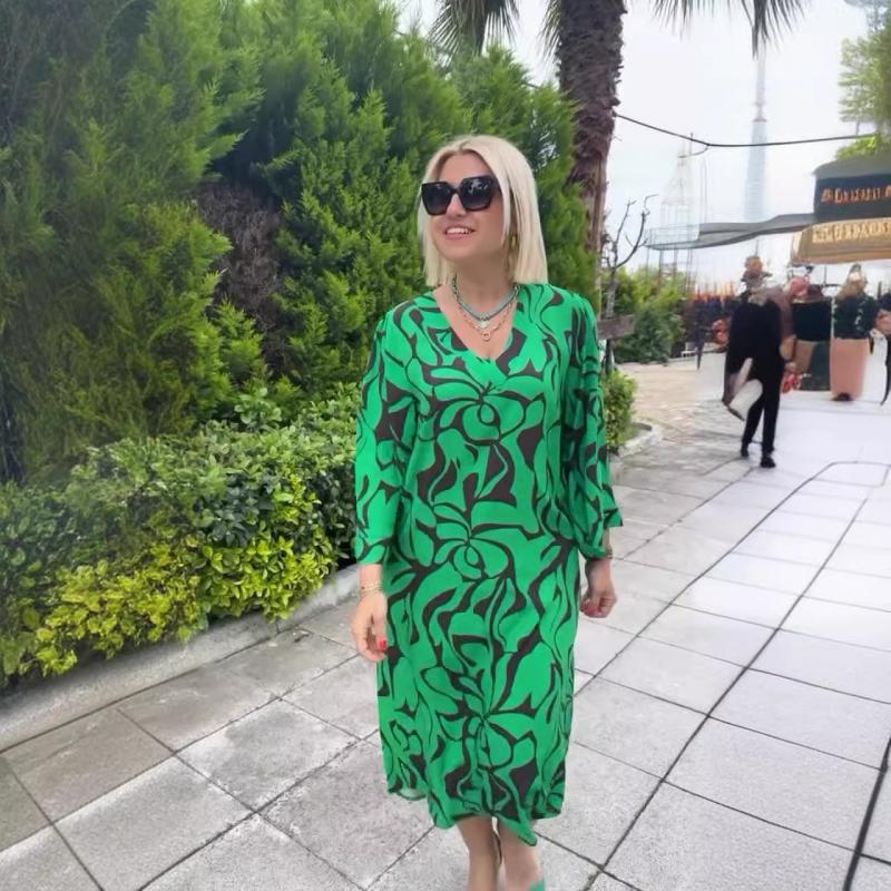 Elegante abito stampato per donne in oversize
