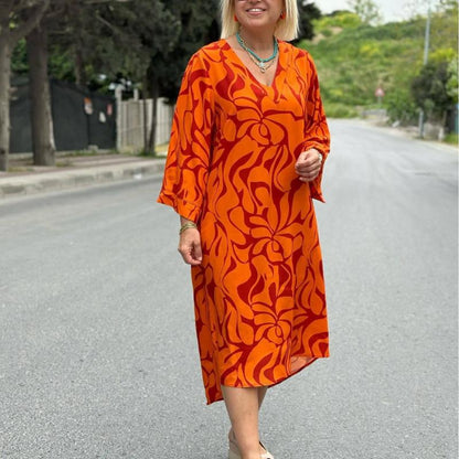 Elegante abito stampato per donne in oversize