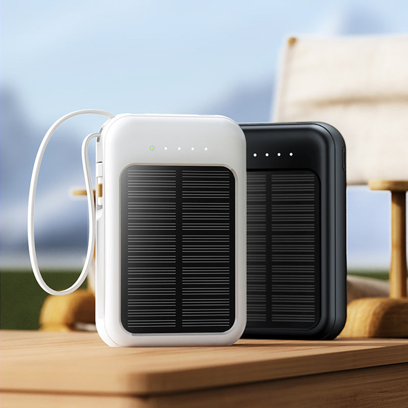 Caricatore di energia solare autosufficiente con cavo integrato