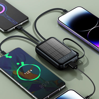Caricatore di energia solare autosufficiente con cavo integrato