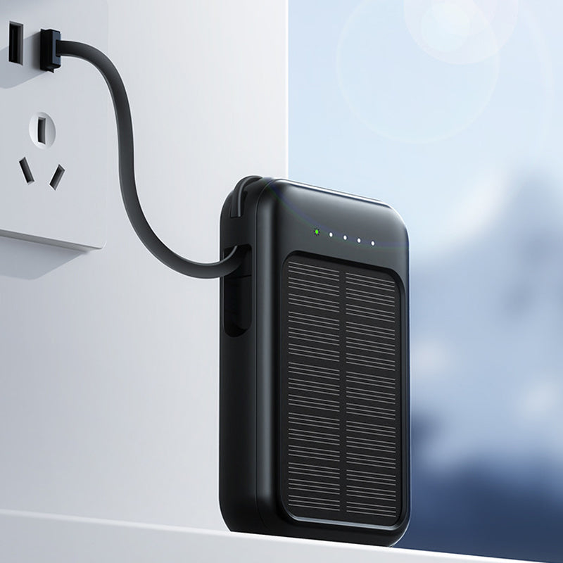 Caricatore di energia solare autosufficiente con cavo integrato