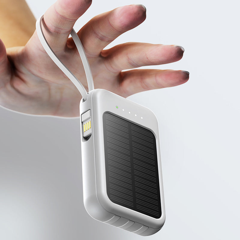Caricatore di energia solare autosufficiente con cavo integrato