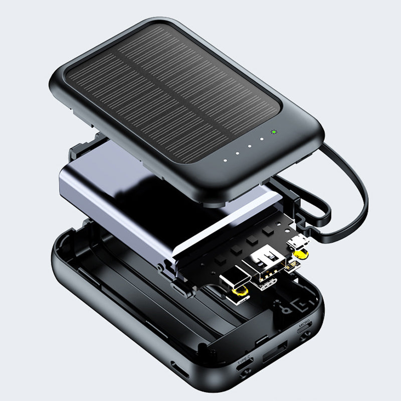 Caricatore di energia solare autosufficiente con cavo integrato