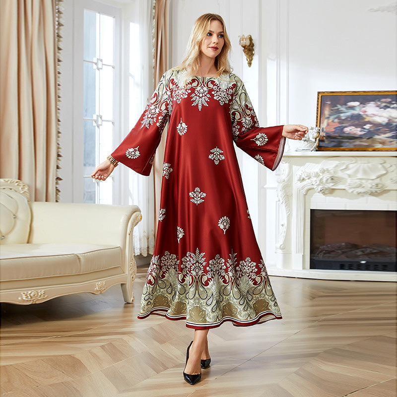 Abayas musulmanes impresos en rojo para mujeres