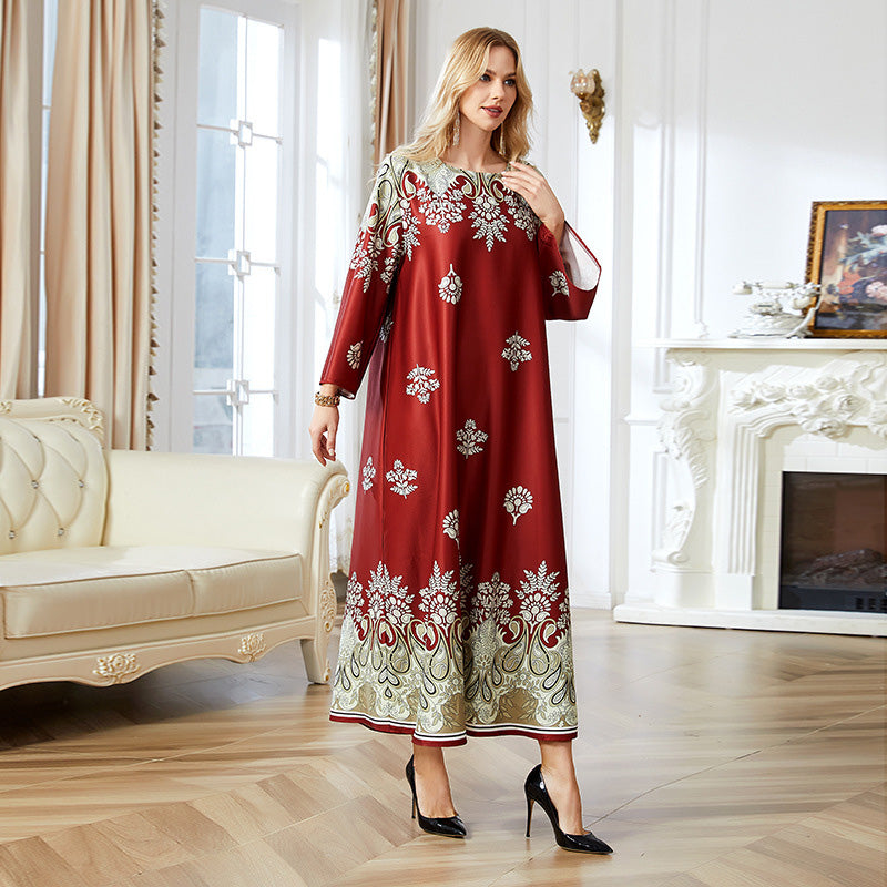 Abayas musulmanes impresos en rojo para mujeres